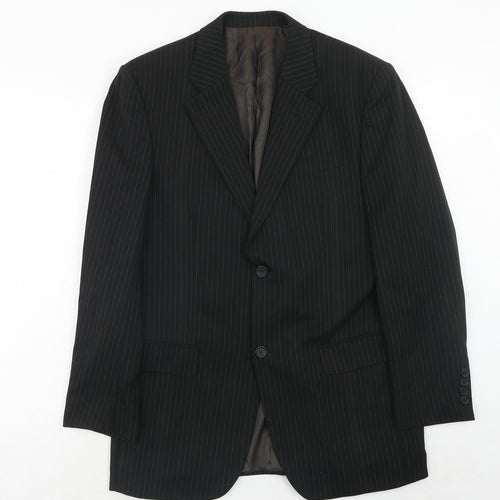 Taylor & Reece Mens Black Striped Polyester Jacket Suit Jacket Size 38 Regular