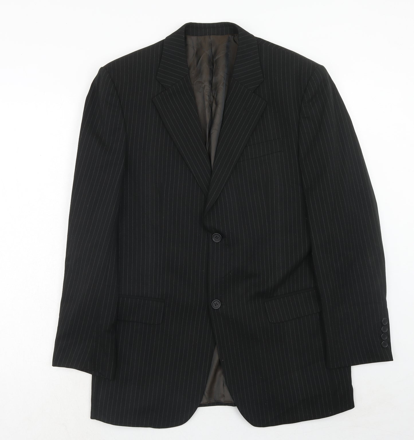 Taylor & Reece Mens Black Striped Polyester Jacket Suit Jacket Size 38 Regular