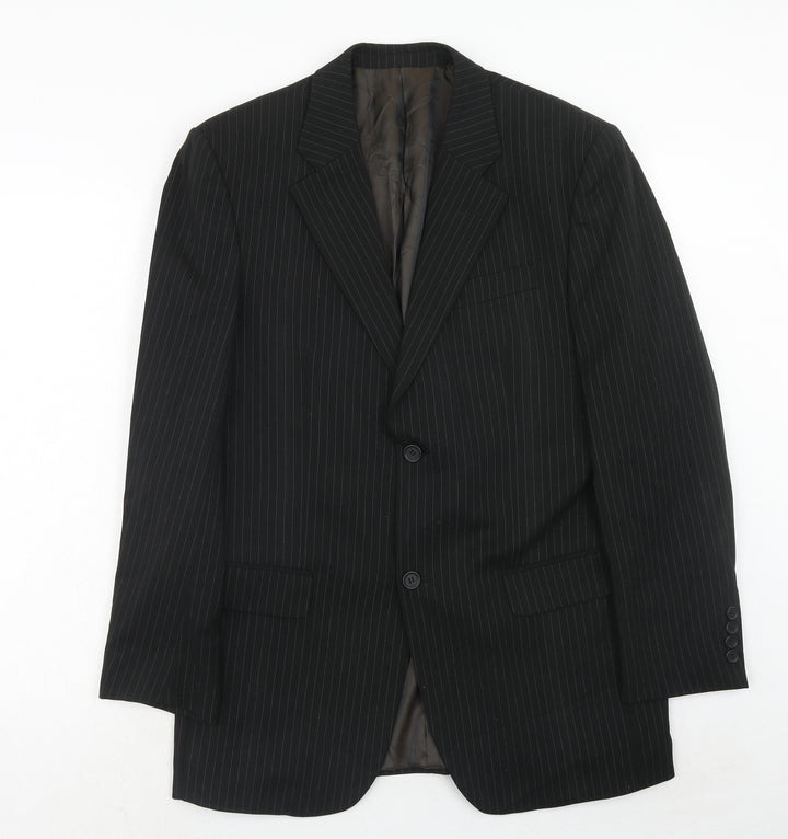 Taylor & Reece Mens Black Striped Polyester Jacket Suit Jacket Size 38 Regular