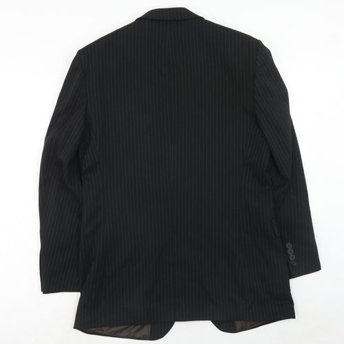 Taylor & Reece Mens Black Striped Polyester Jacket Suit Jacket Size 38 Regular