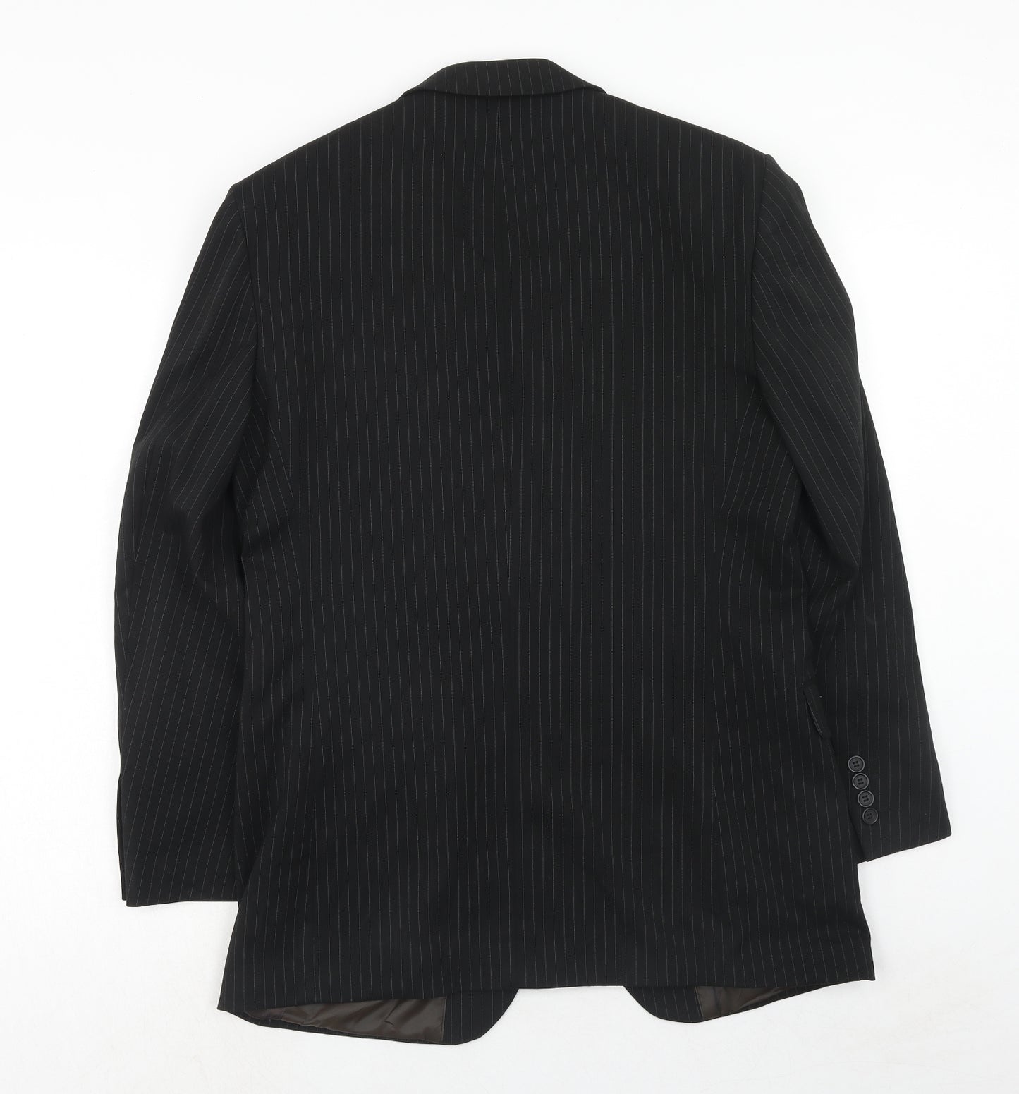 Taylor & Reece Mens Black Striped Polyester Jacket Suit Jacket Size 38 Regular