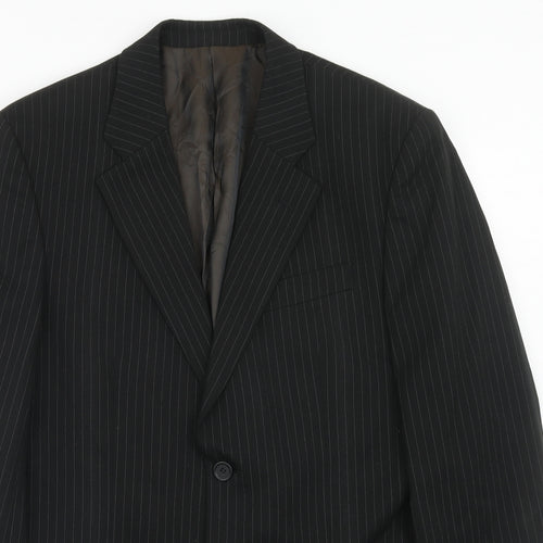 Taylor & Reece Mens Black Striped Polyester Jacket Suit Jacket Size 38 Regular