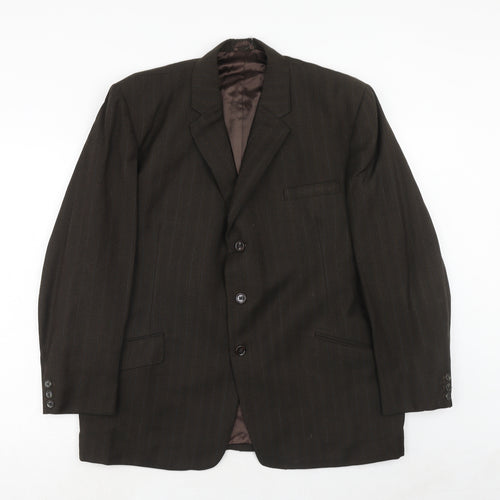 Stylanese Mens Brown Striped Wool Jacket Suit Jacket Size 42 Regular