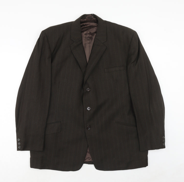 Stylanese Mens Brown Striped Wool Jacket Suit Jacket Size 42 Regular
