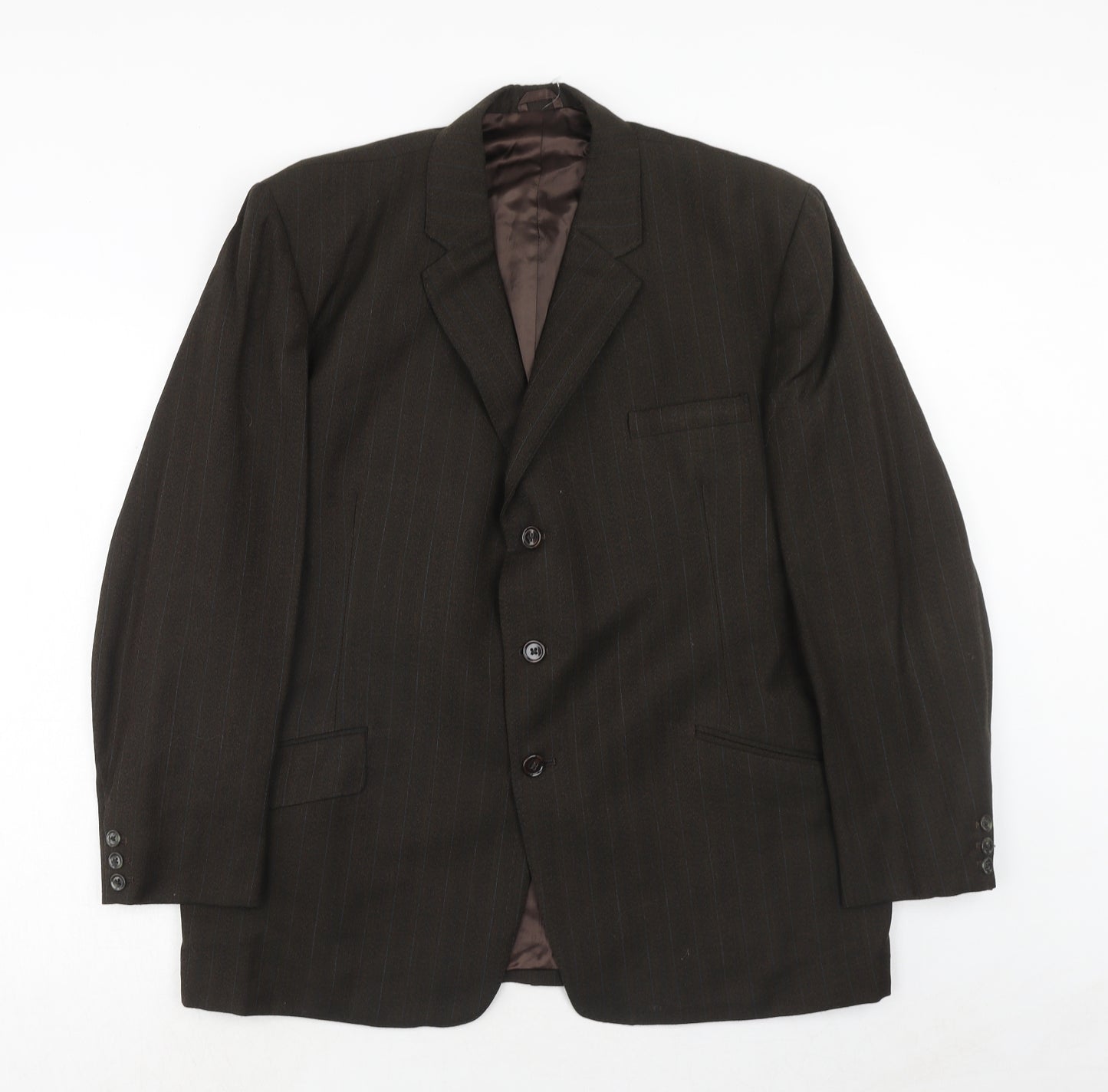 Stylanese Mens Brown Striped Wool Jacket Suit Jacket Size 42 Regular