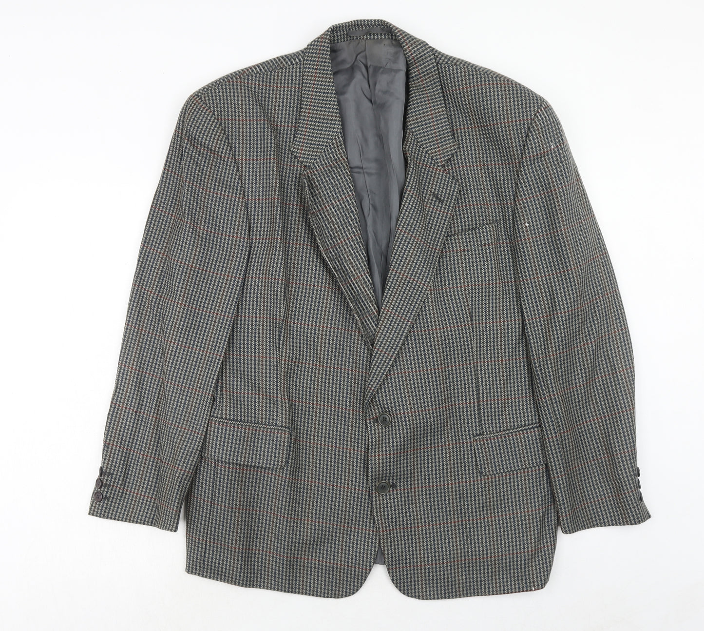 Burton Mens Grey Geometric Wool Jacket Suit Jacket Size 42 Regular
