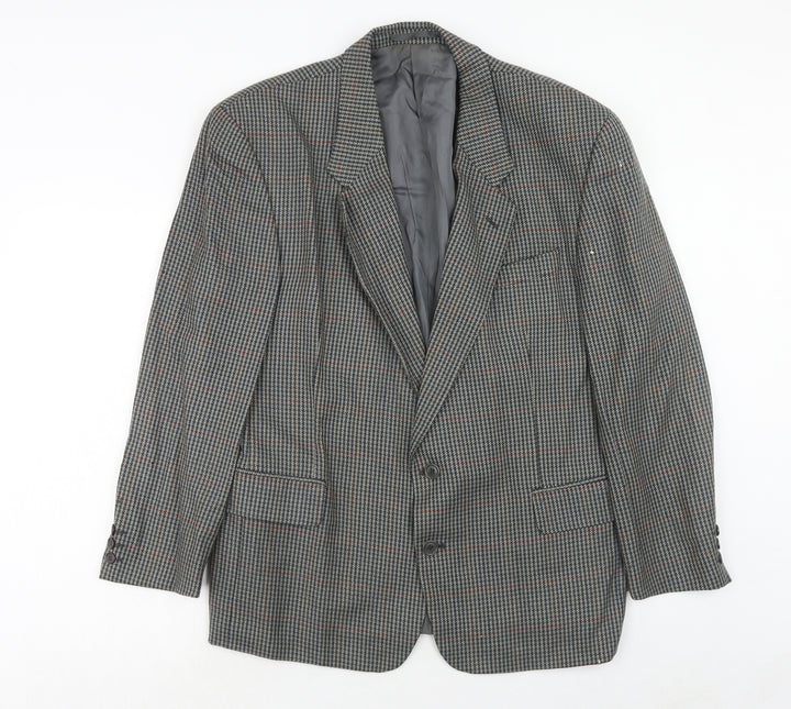 Burton Mens Grey Geometric Wool Jacket Suit Jacket Size 42 Regular