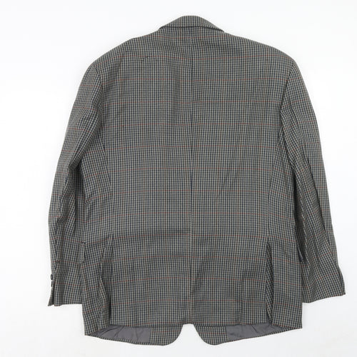 Burton Mens Grey Geometric Wool Jacket Suit Jacket Size 42 Regular