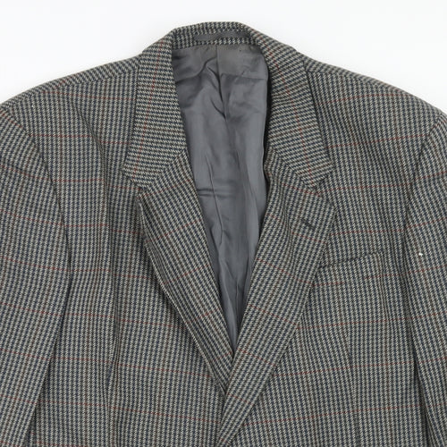 Burton Mens Grey Geometric Wool Jacket Suit Jacket Size 42 Regular