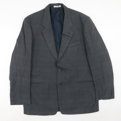 Berkertex Mens Blue Plaid Polyester Jacket Suit Jacket Size 42 Regular