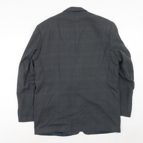 Berkertex Mens Blue Plaid Polyester Jacket Suit Jacket Size 42 Regular