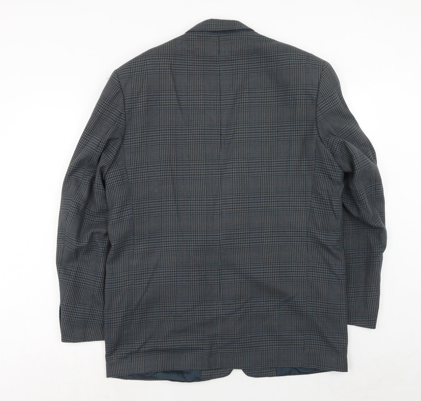 Berkertex Mens Blue Plaid Polyester Jacket Suit Jacket Size 42 Regular