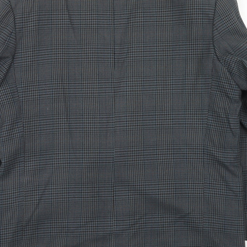 Berkertex Mens Blue Plaid Polyester Jacket Suit Jacket Size 42 Regular