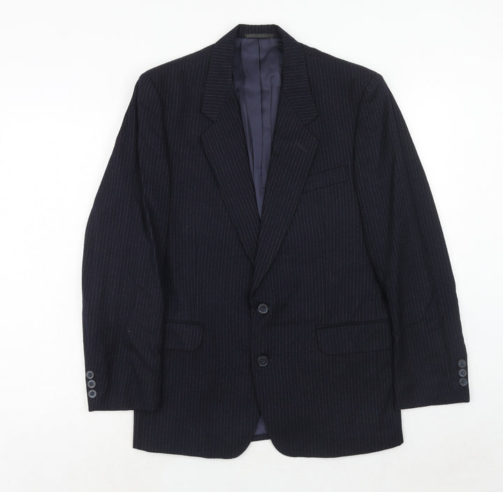 BHS Mens Blue Striped Wool Jacket Suit Jacket Size 36 Regular