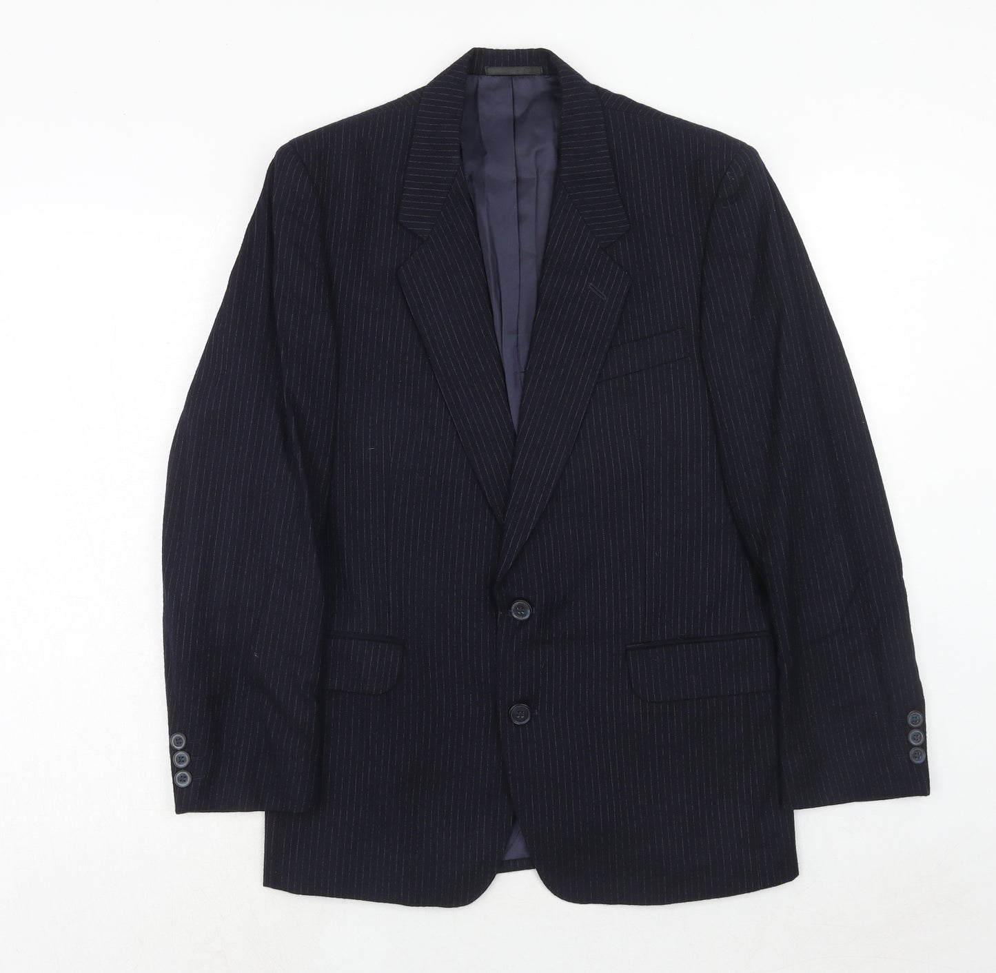 BHS Mens Blue Striped Wool Jacket Suit Jacket Size 36 Regular