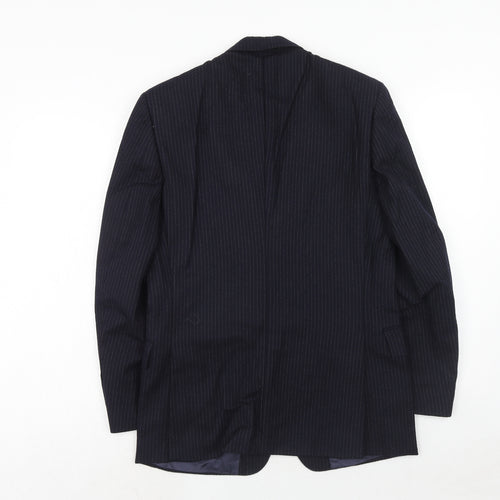BHS Mens Blue Striped Wool Jacket Suit Jacket Size 36 Regular