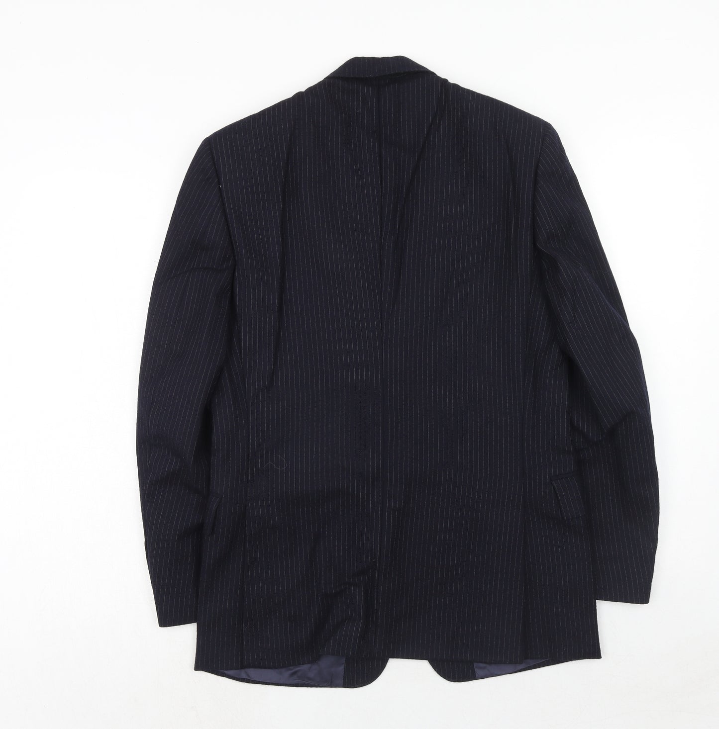 BHS Mens Blue Striped Wool Jacket Suit Jacket Size 36 Regular