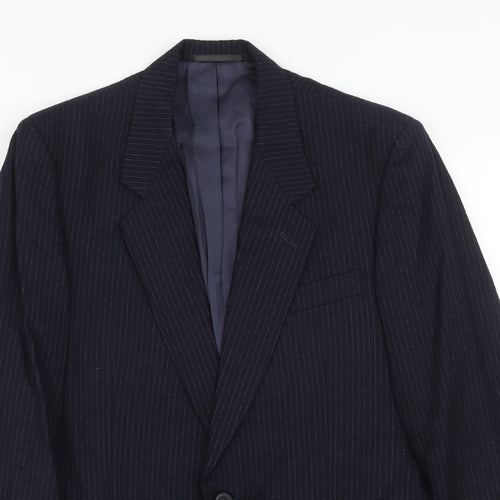 BHS Mens Blue Striped Wool Jacket Suit Jacket Size 36 Regular