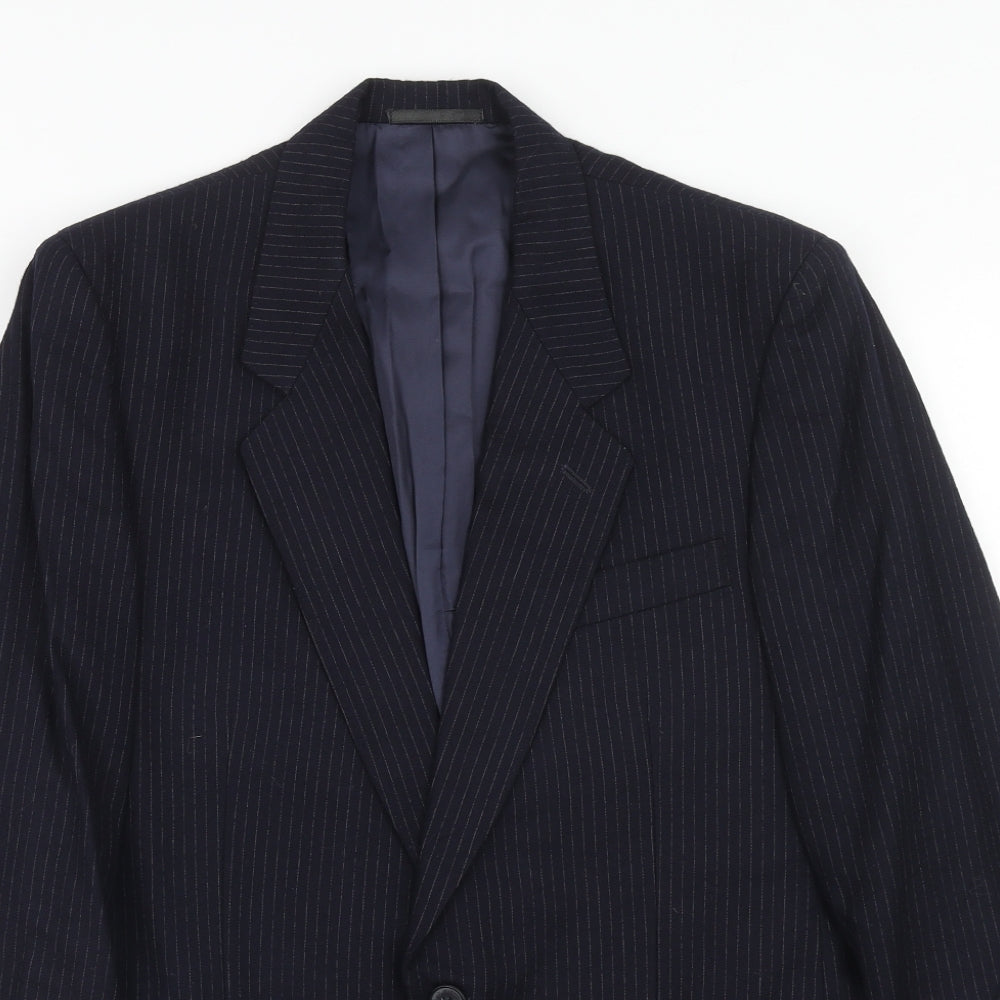 BHS Mens Blue Striped Wool Jacket Suit Jacket Size 36 Regular