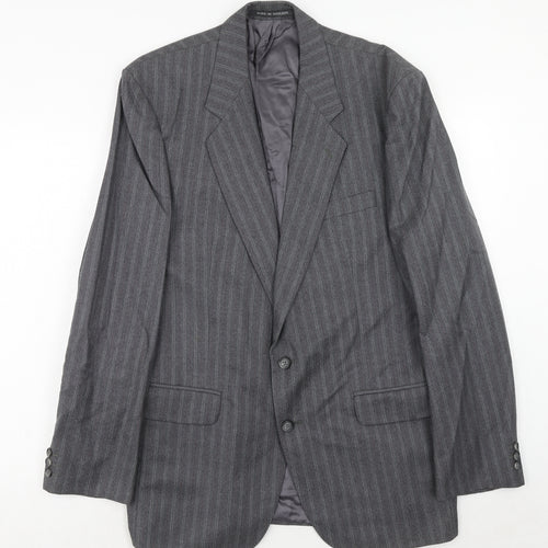 The Level Mens Grey Striped Wool Jacket Suit Jacket Size 42 Regular