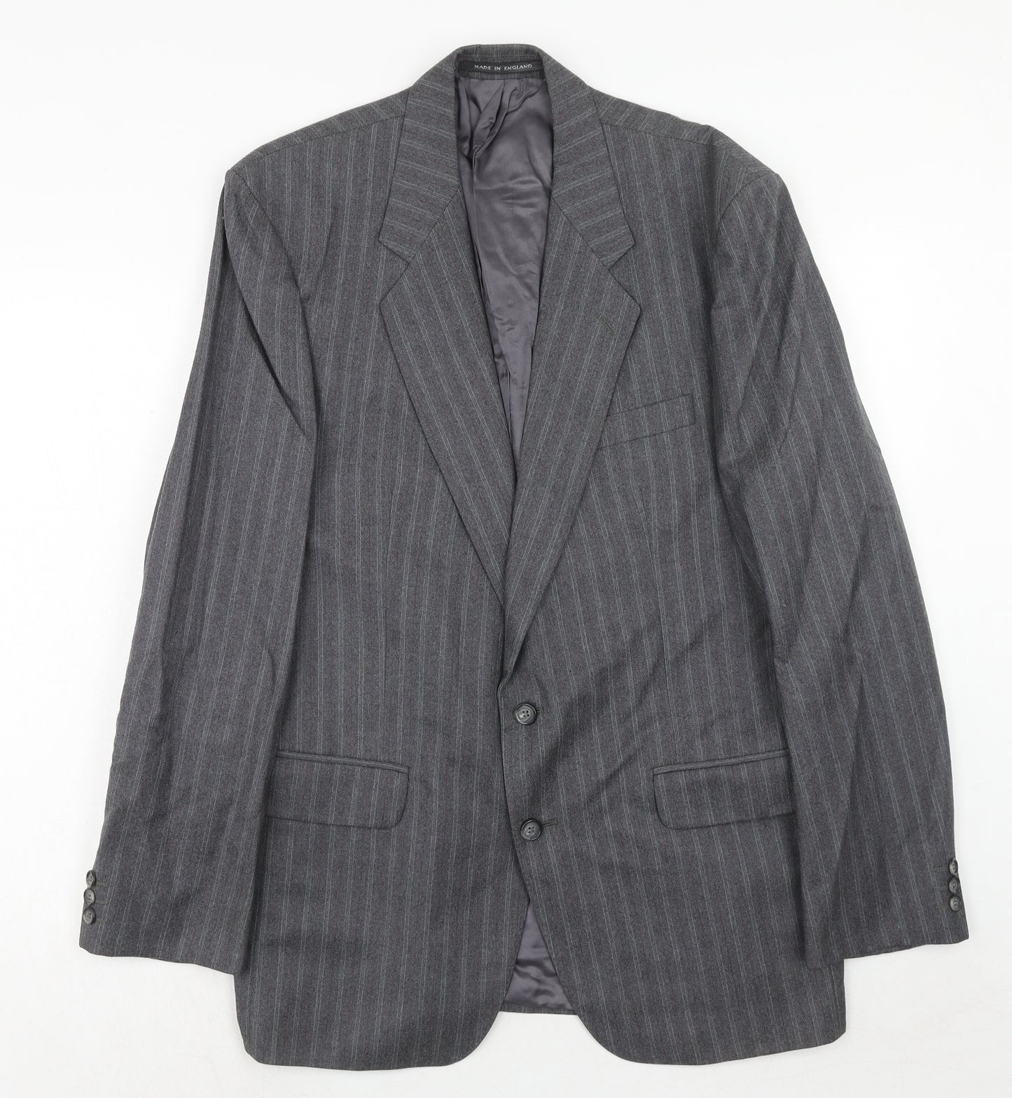 The Level Mens Grey Striped Wool Jacket Suit Jacket Size 42 Regular