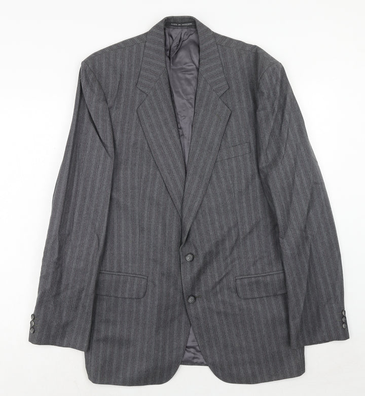 The Level Mens Grey Striped Wool Jacket Suit Jacket Size 42 Regular