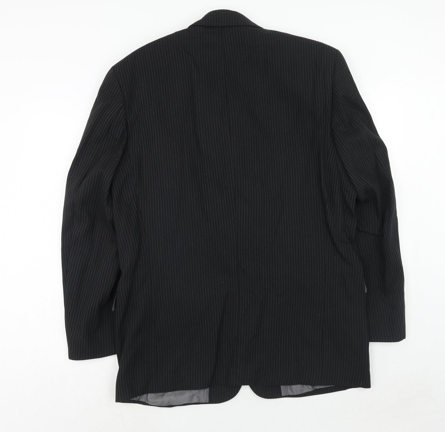 River Island Mens Black Striped Wool Jacket Suit Jacket Size 42 Regular