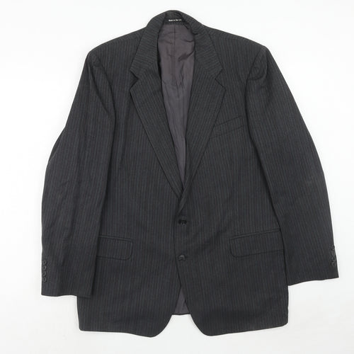 St.Michael Mens Grey Striped Wool Jacket Suit Jacket Size 42 Regular
