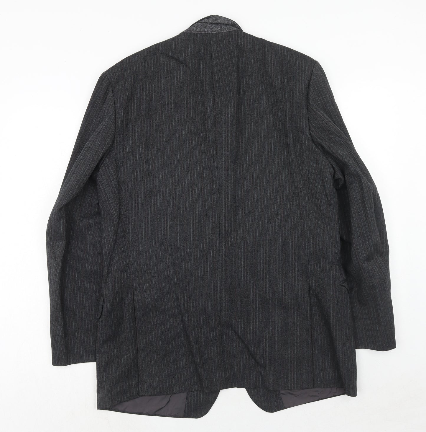 St.Michael Mens Grey Striped Wool Jacket Suit Jacket Size 42 Regular