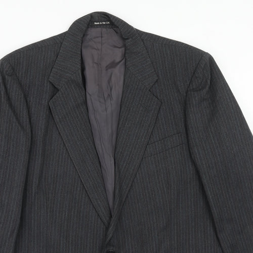 St.Michael Mens Grey Striped Wool Jacket Suit Jacket Size 42 Regular