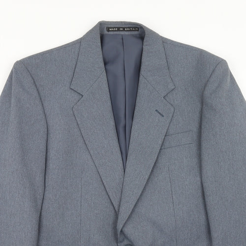 Greenwoods Mens Blue Polyester Jacket Suit Jacket Size 40 Regular