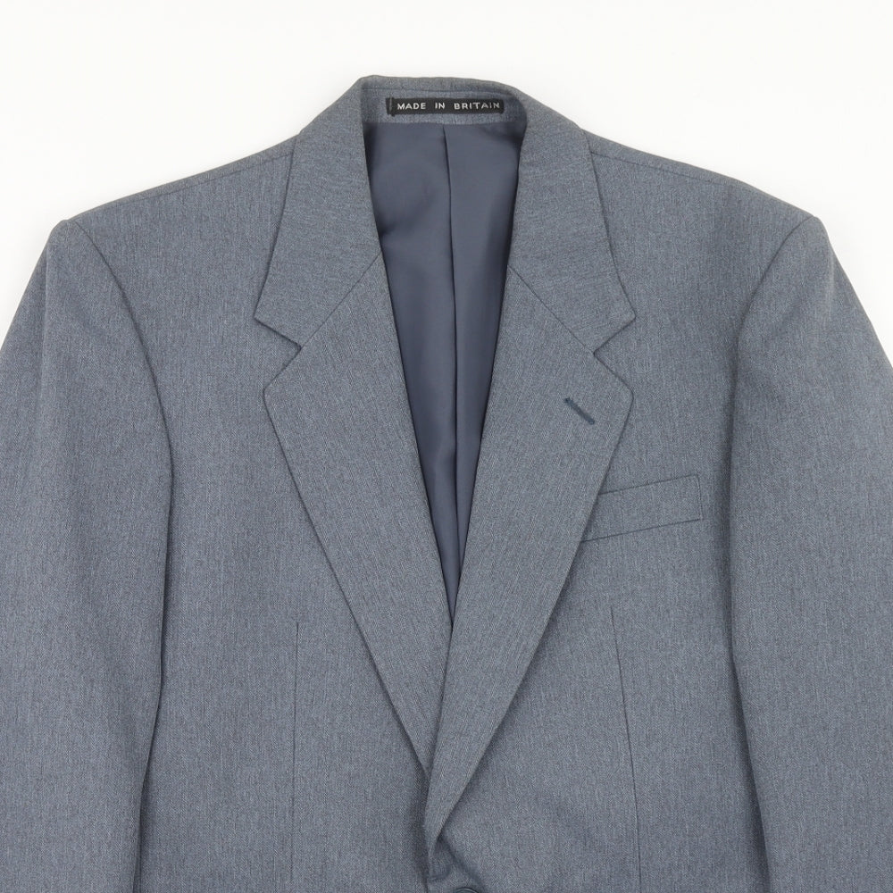 Greenwoods Mens Blue Polyester Jacket Suit Jacket Size 40 Regular