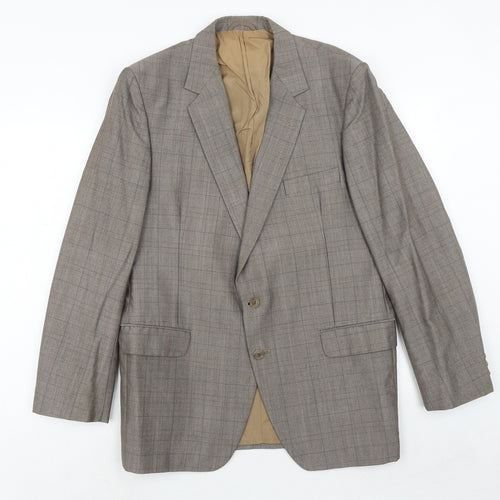 maenson Mens Brown Plaid Wool Jacket Blazer Size 40 Regular