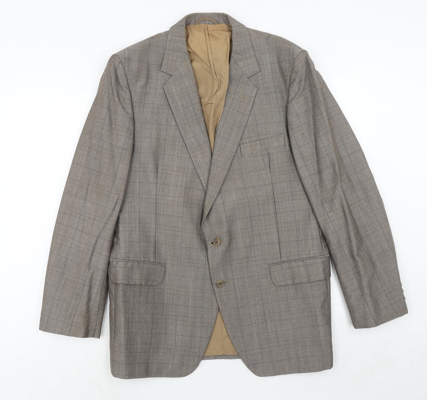 maenson Mens Brown Plaid Wool Jacket Blazer Size 40 Regular