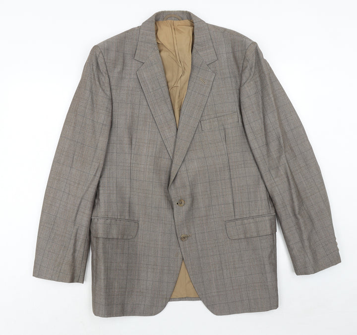 maenson Mens Brown Plaid Wool Jacket Blazer Size 40 Regular