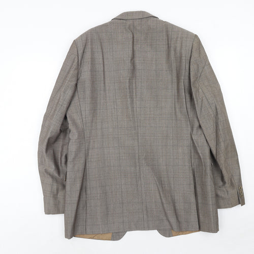 maenson Mens Brown Plaid Wool Jacket Blazer Size 40 Regular