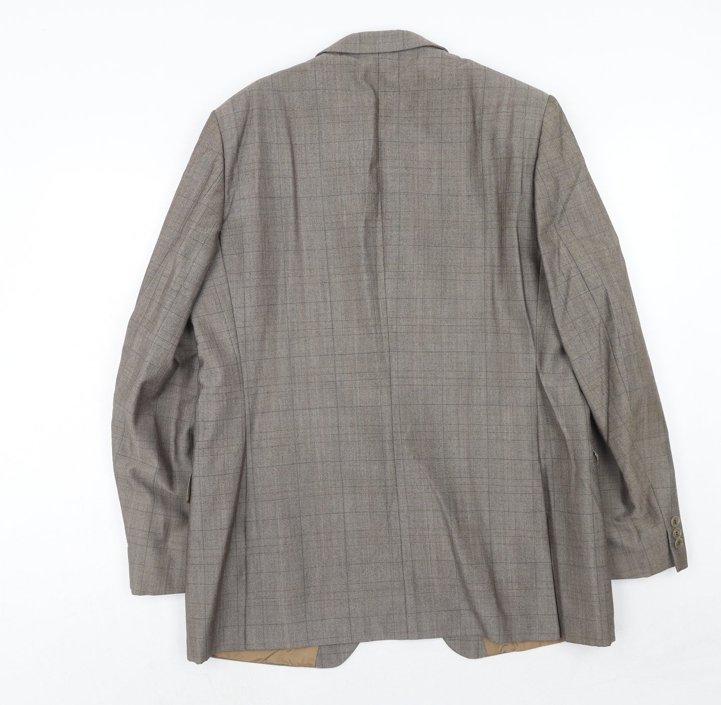 maenson Mens Brown Plaid Wool Jacket Blazer Size 40 Regular