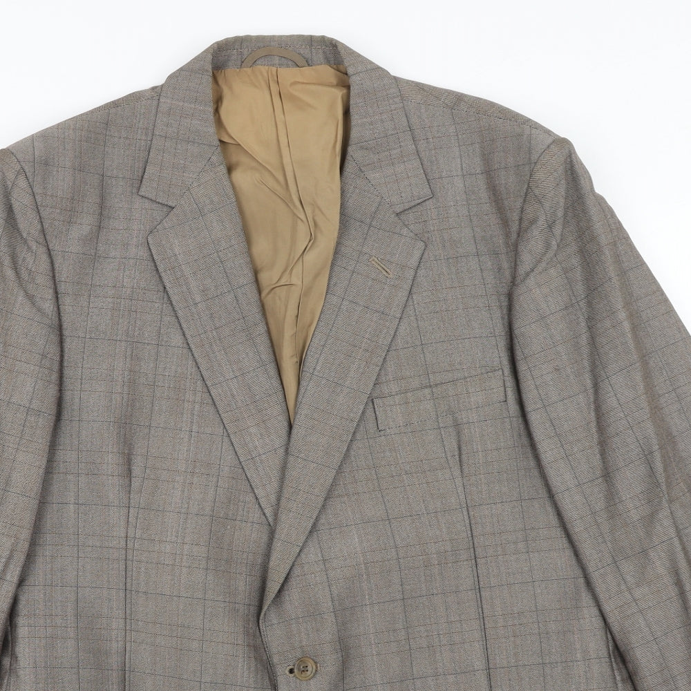 maenson Mens Brown Plaid Wool Jacket Blazer Size 40 Regular