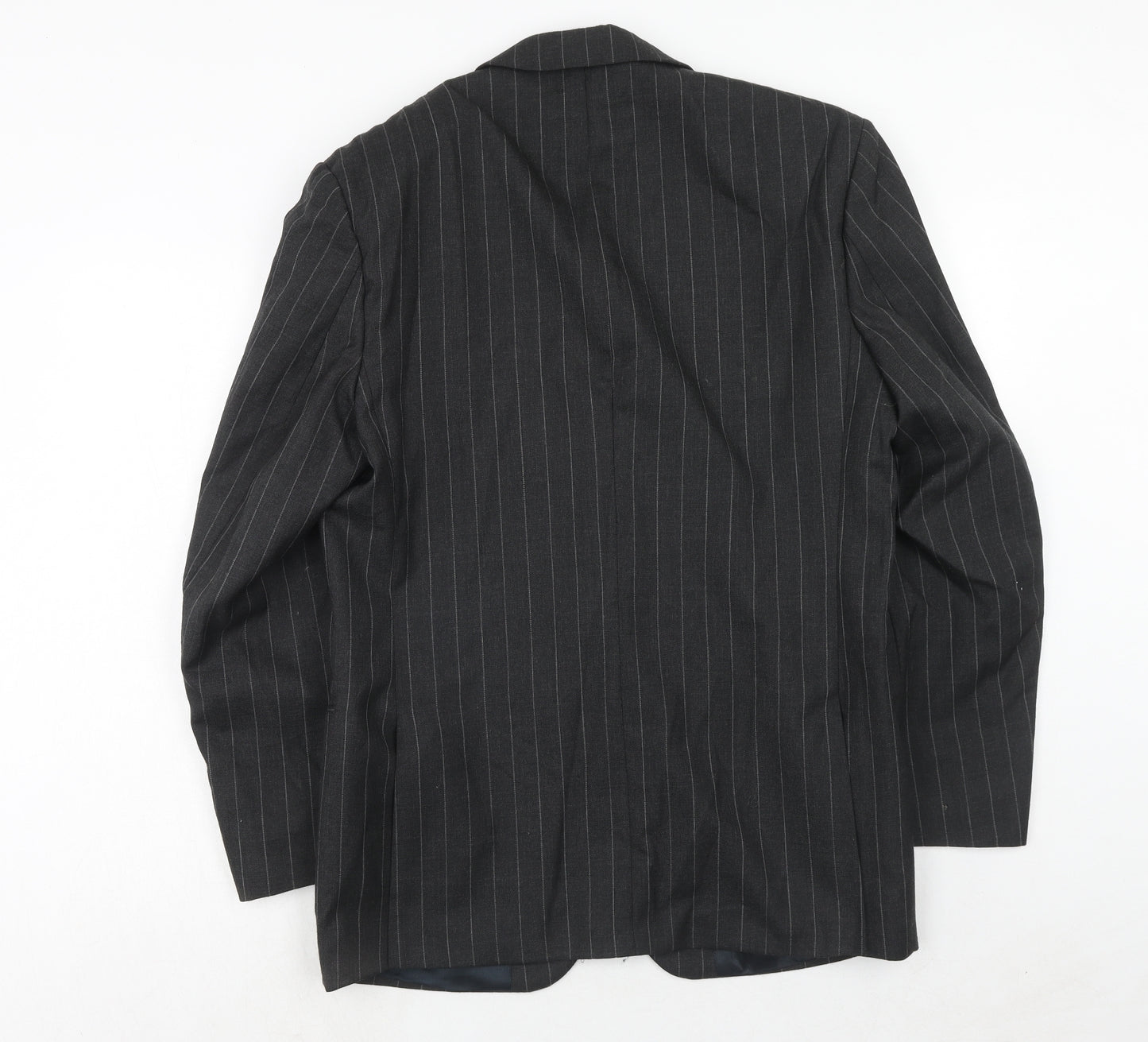 Periscope Mens Grey Striped Polyester Jacket Suit Jacket Size 40 Regular