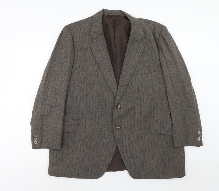 Vanderbilt Mens Brown Striped Polyester Jacket Blazer Size 42 Regular