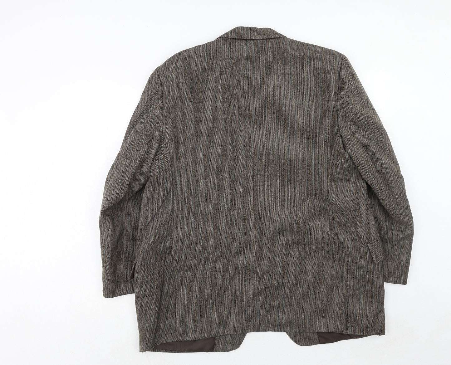 Vanderbilt Mens Brown Striped Polyester Jacket Blazer Size 42 Regular