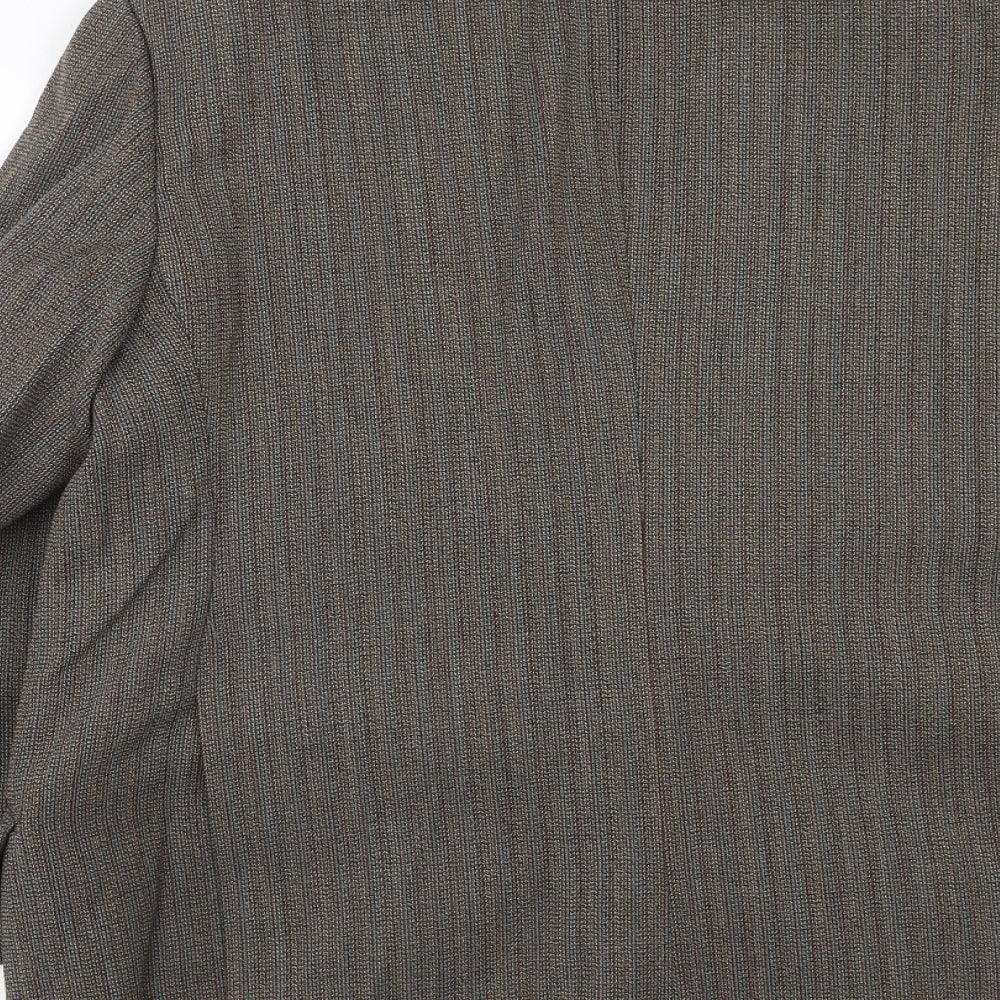 Vanderbilt Mens Brown Striped Polyester Jacket Blazer Size 42 Regular