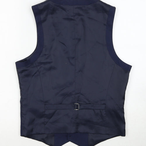 ASOS Mens Blue Linen Jacket Suit Waistcoat Size 38 Regular