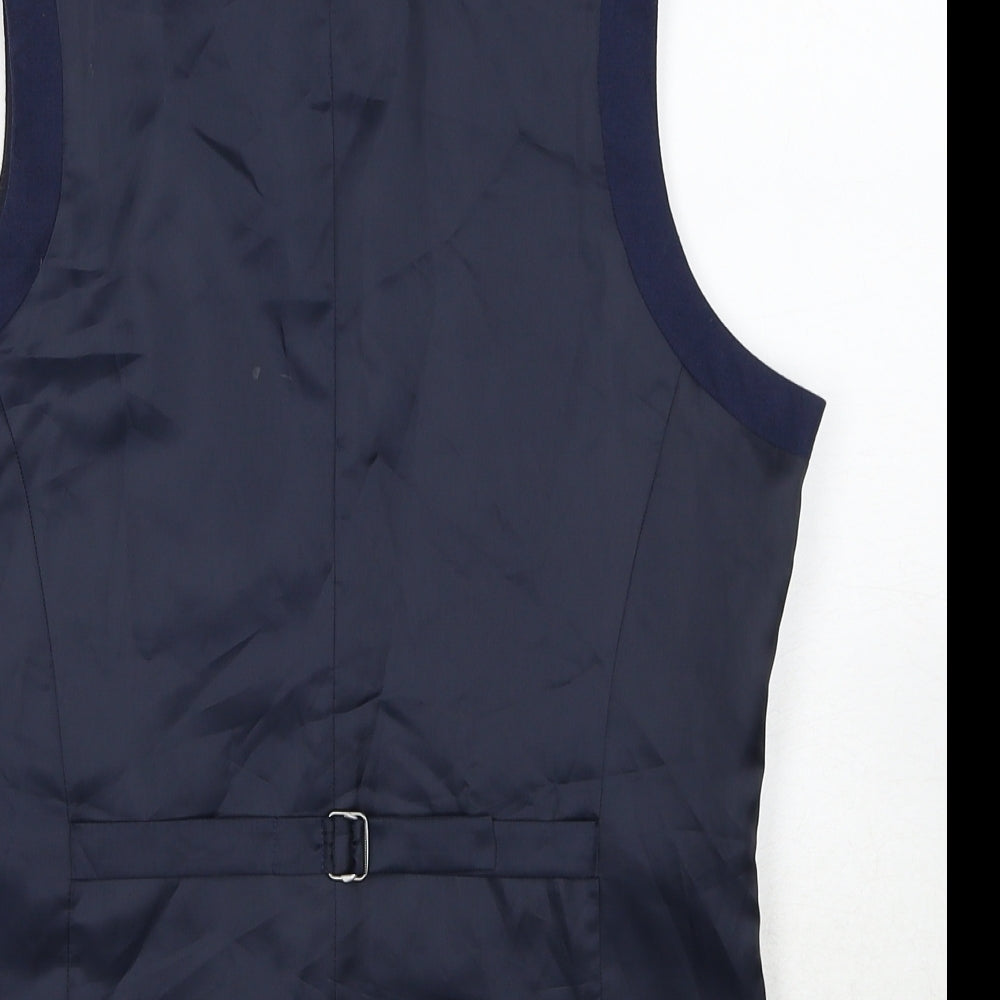 ASOS Mens Blue Linen Jacket Suit Waistcoat Size 38 Regular