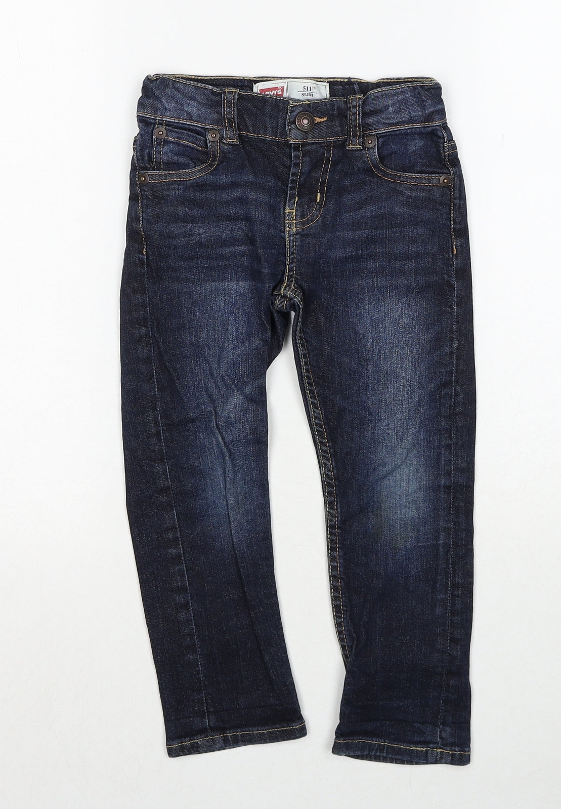 Levi's Boys Blue Cotton Straight Jeans Size 4 Years Slim Zip