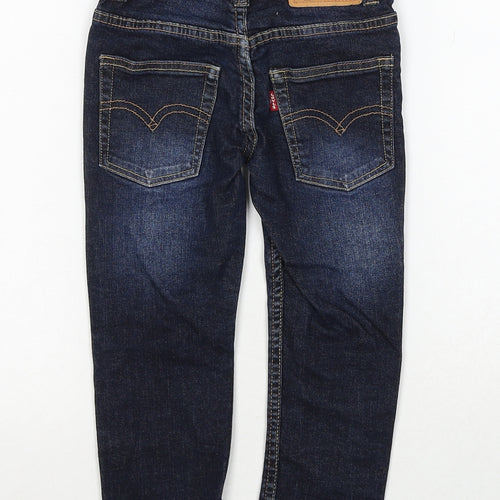Levi's Boys Blue Cotton Straight Jeans Size 4 Years Slim Zip
