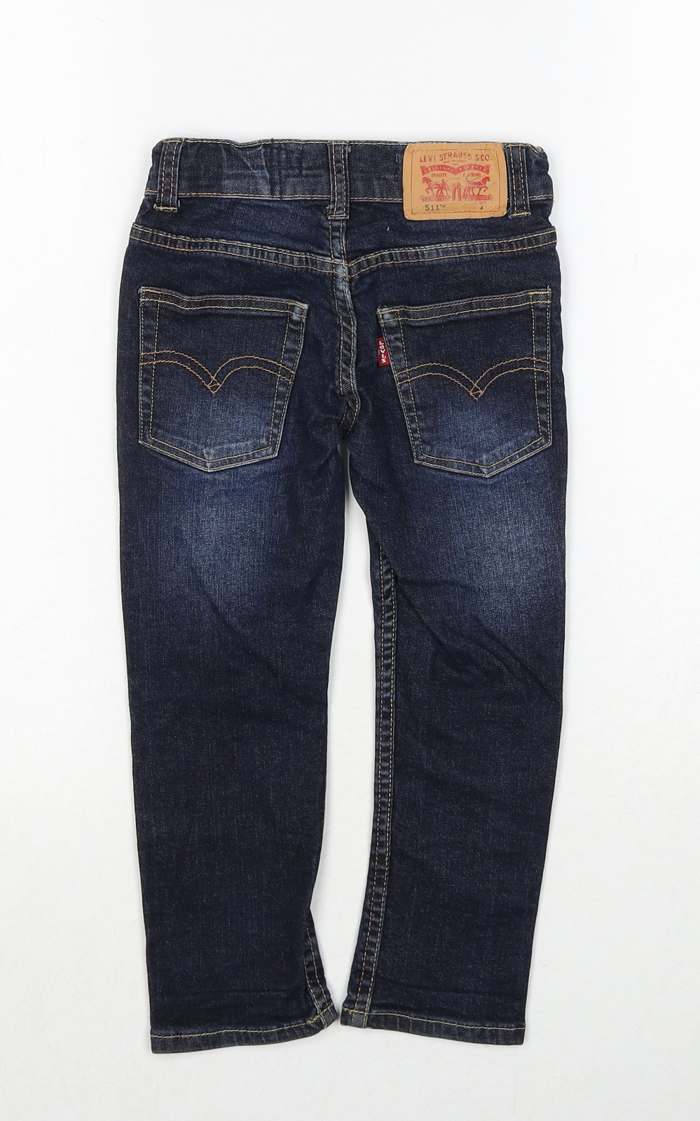 Levi's Boys Blue Cotton Straight Jeans Size 4 Years Slim Zip
