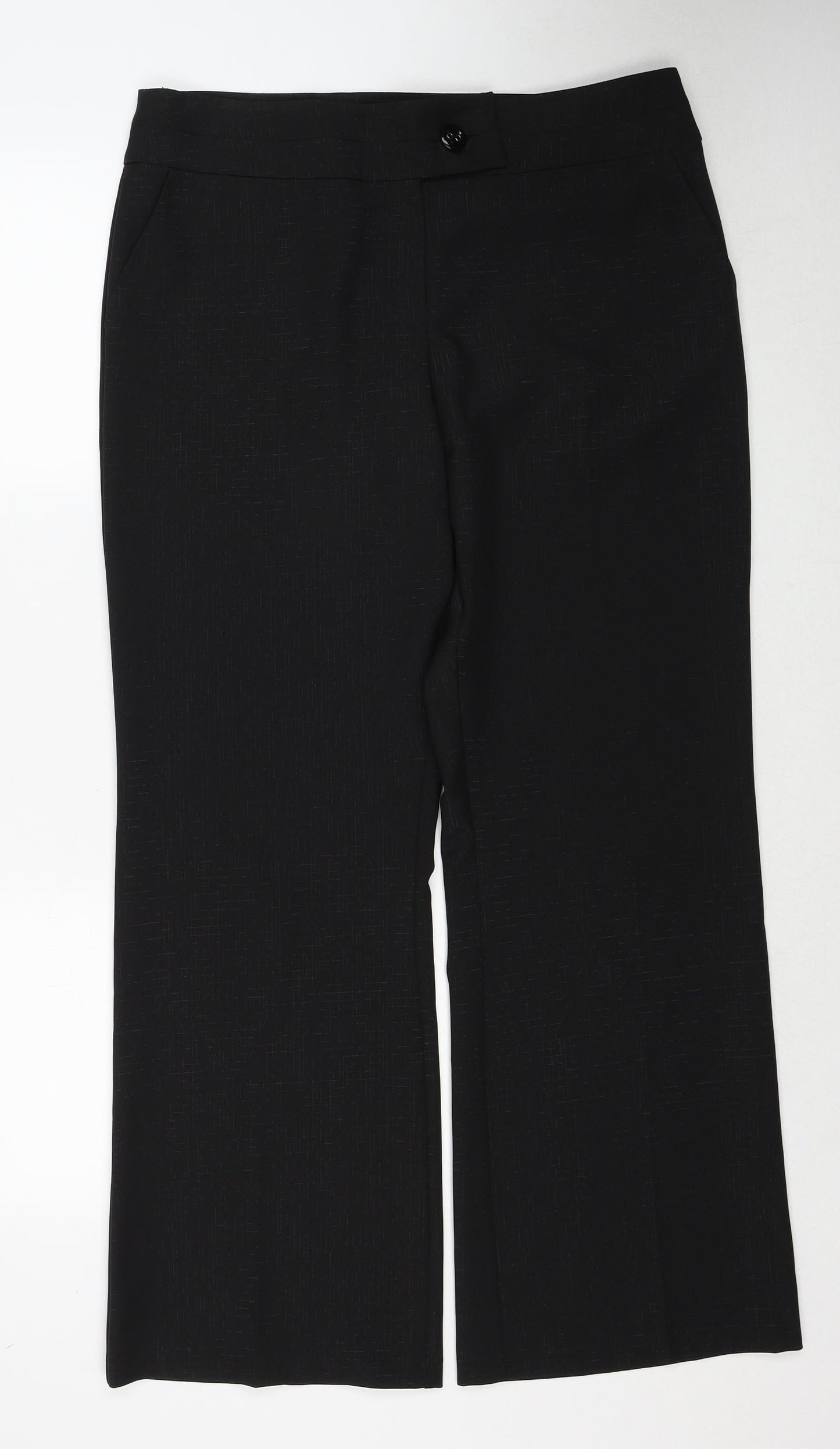 M&Co Womens Black Polyester Dress Pants Trousers Size 14 Regular Zip