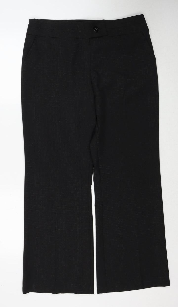 M&Co Womens Black Polyester Dress Pants Trousers Size 14 Regular Zip