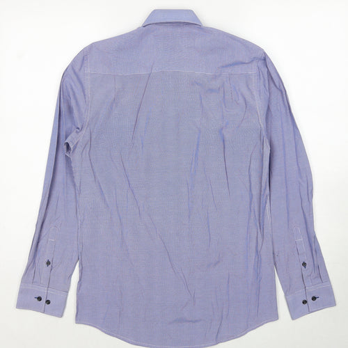 NEXT Mens Blue Check Polyester Dress Shirt Size 14.5 Collared Button